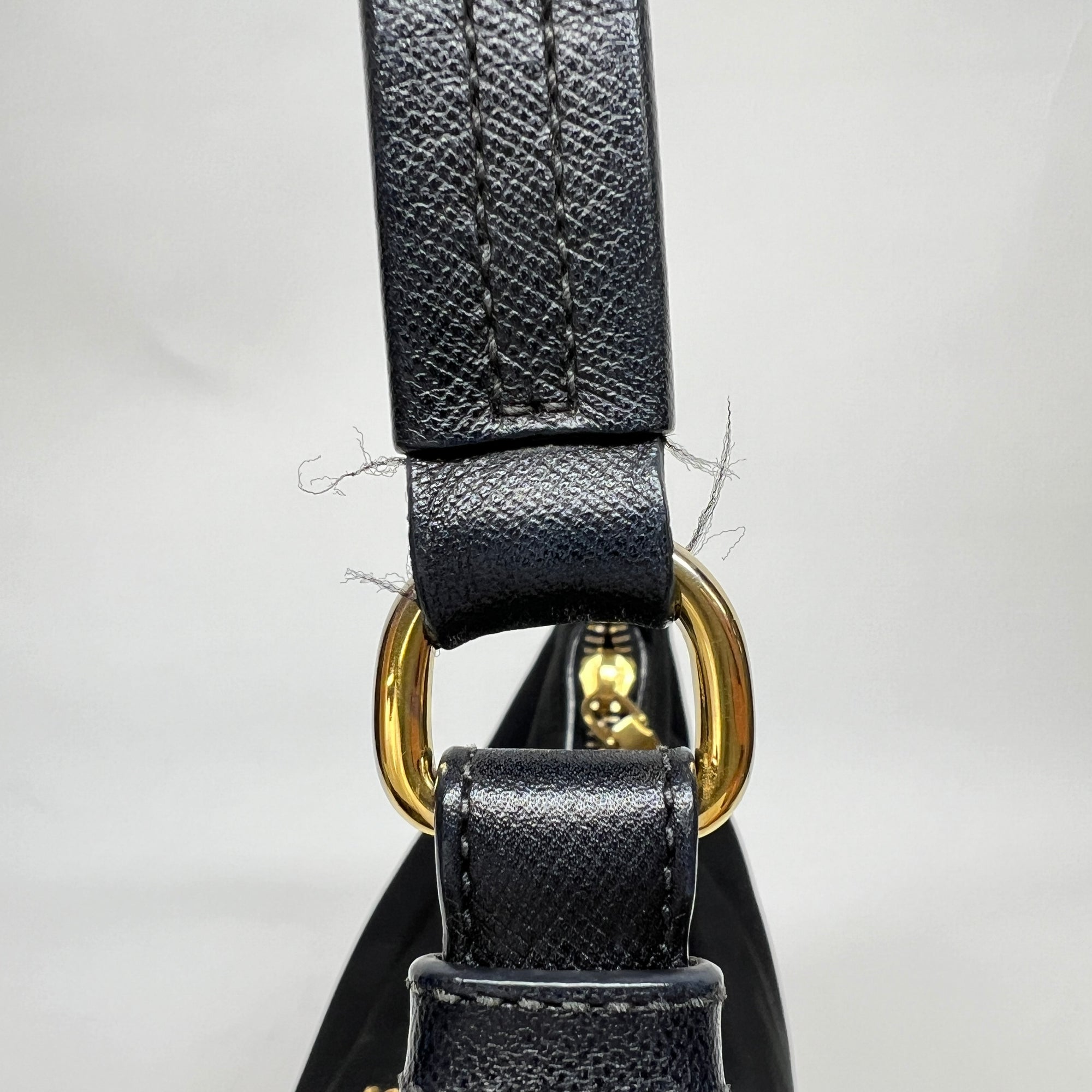 Logo Hobo Black Shoulder Bag in Nylon, Gold hardware