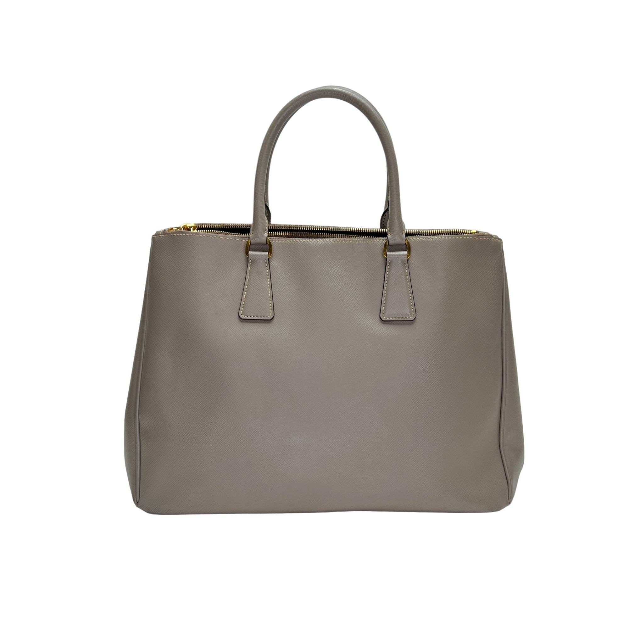 Galleria Brown Top Handle Bag in Saffiano Leather, Gold hardware