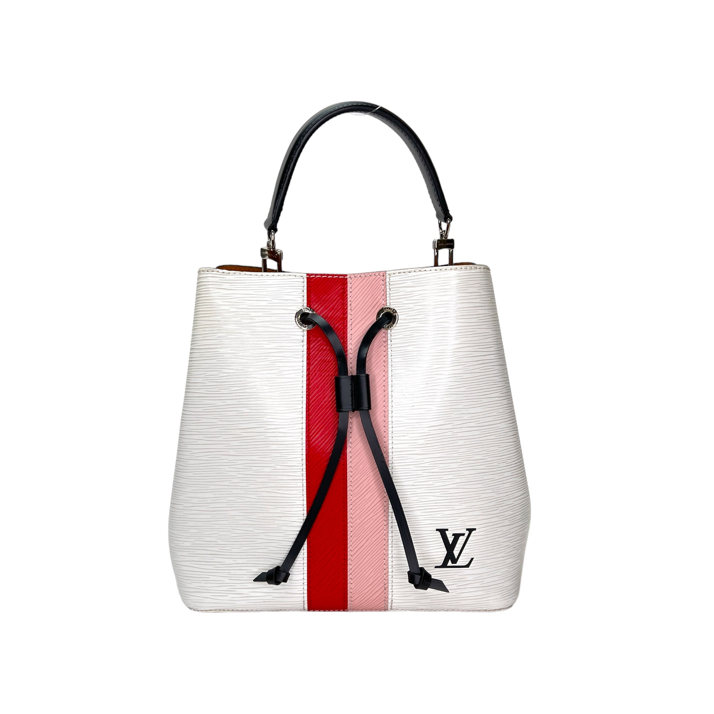 Louis Vuitton NeoNoe MM White Bucket Bag in Epi Leather Silver hardware Singapore