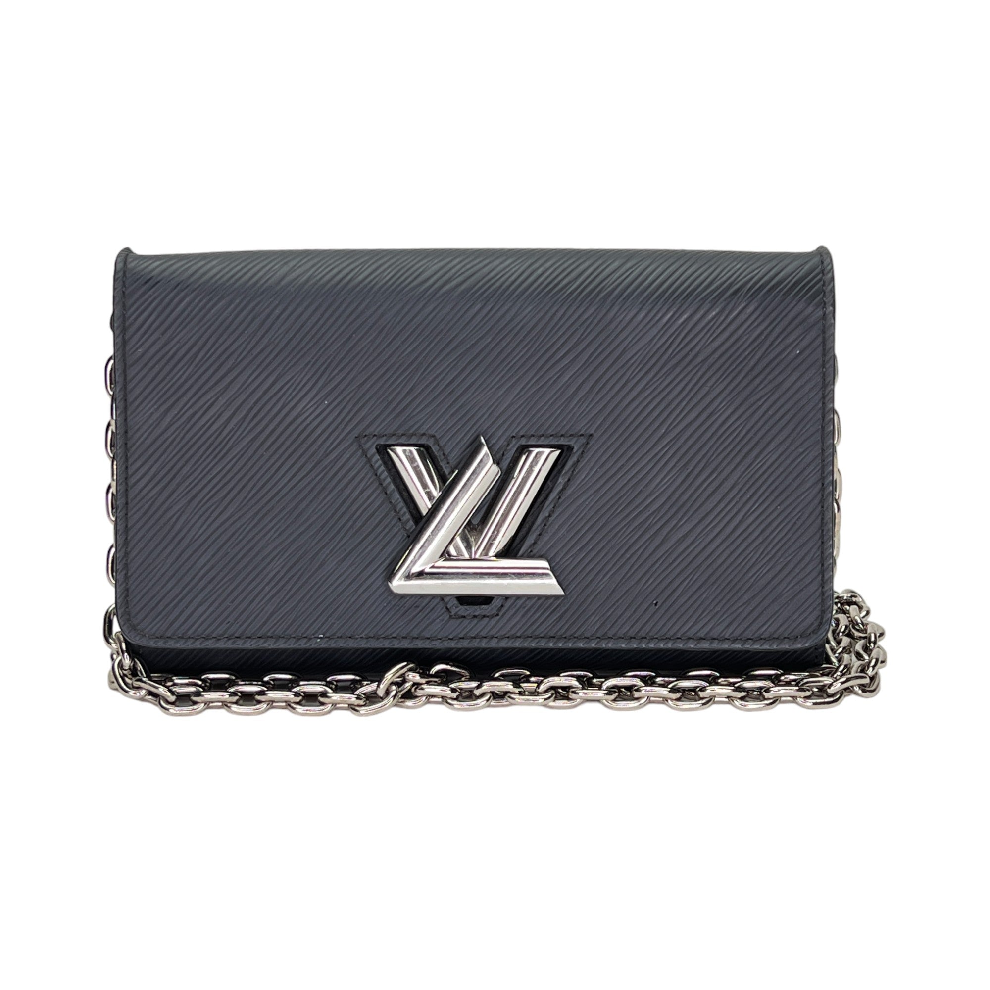 Twist Black Wallet on Chain in Epi Leather, Silver hardware