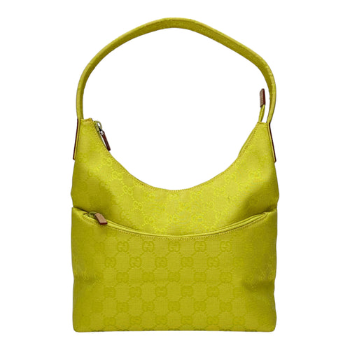 GG Hobo Yellow Shoulder Bag in Jacquard, Silver hardware