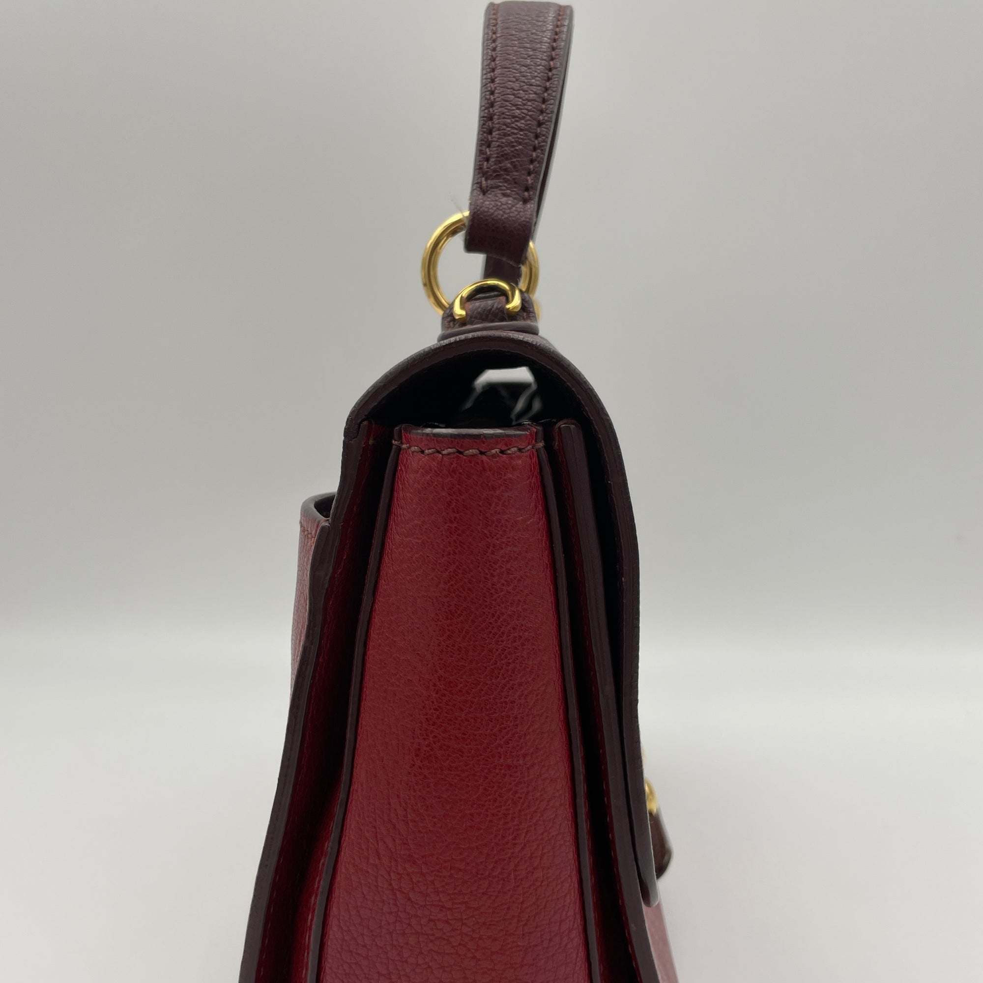 Top Handle handbag Maroon Top Handle Bag in Calfskin, Gold hardware