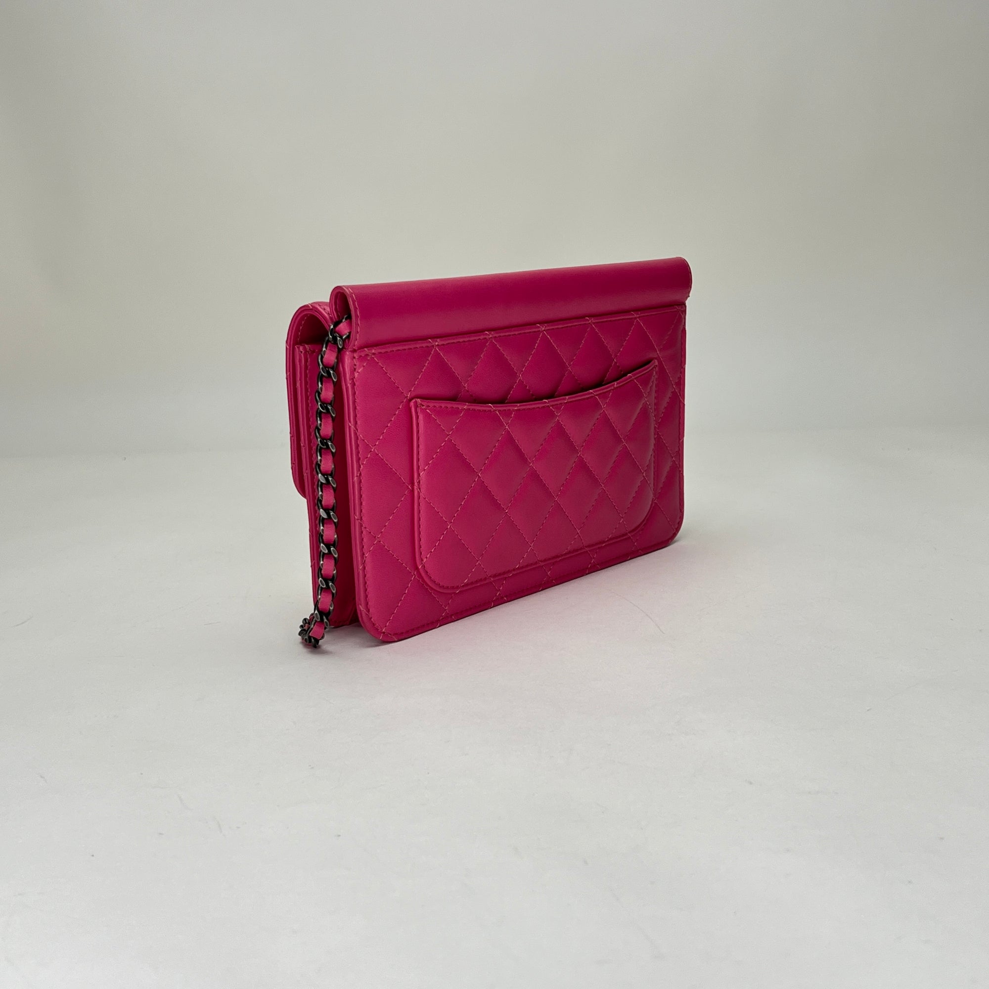 Crossing Times Medium Pink Crossbody Bag in Lambskin, Ruthenium hardware