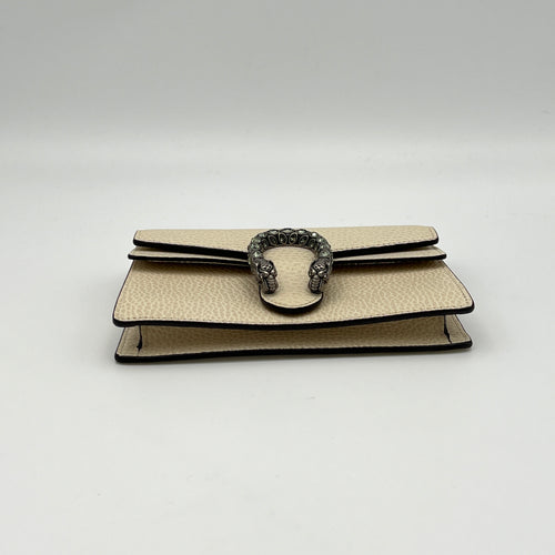 Dionysus Super Mini Cream Shoulder Bag in Calfskin, Silver hardware