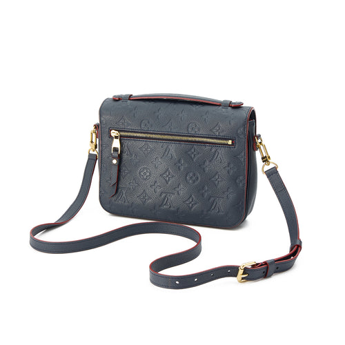 Metis Pochette Navy Crossbody Bag in Monogram Empreinte Leather, Gold hardware