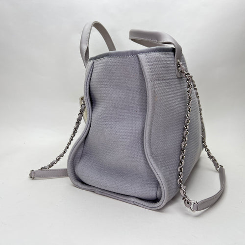 Deauville Medium Grey Tote Bag in Canvas, Silver hardware