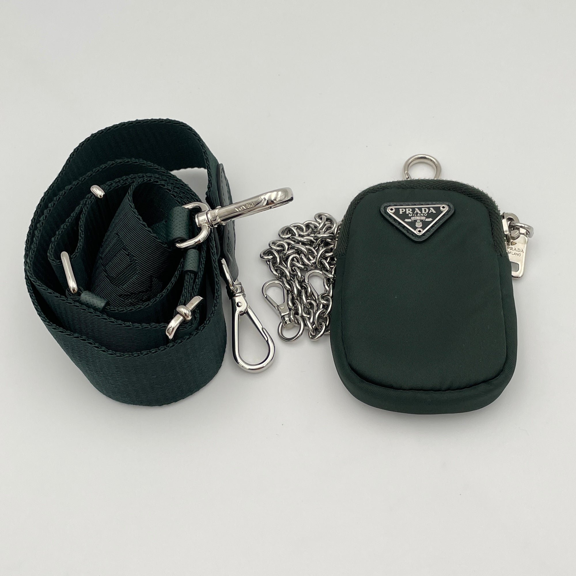 Re-edition 2005 Green Crossbody Bag in Re-Nylon, Silver hardware