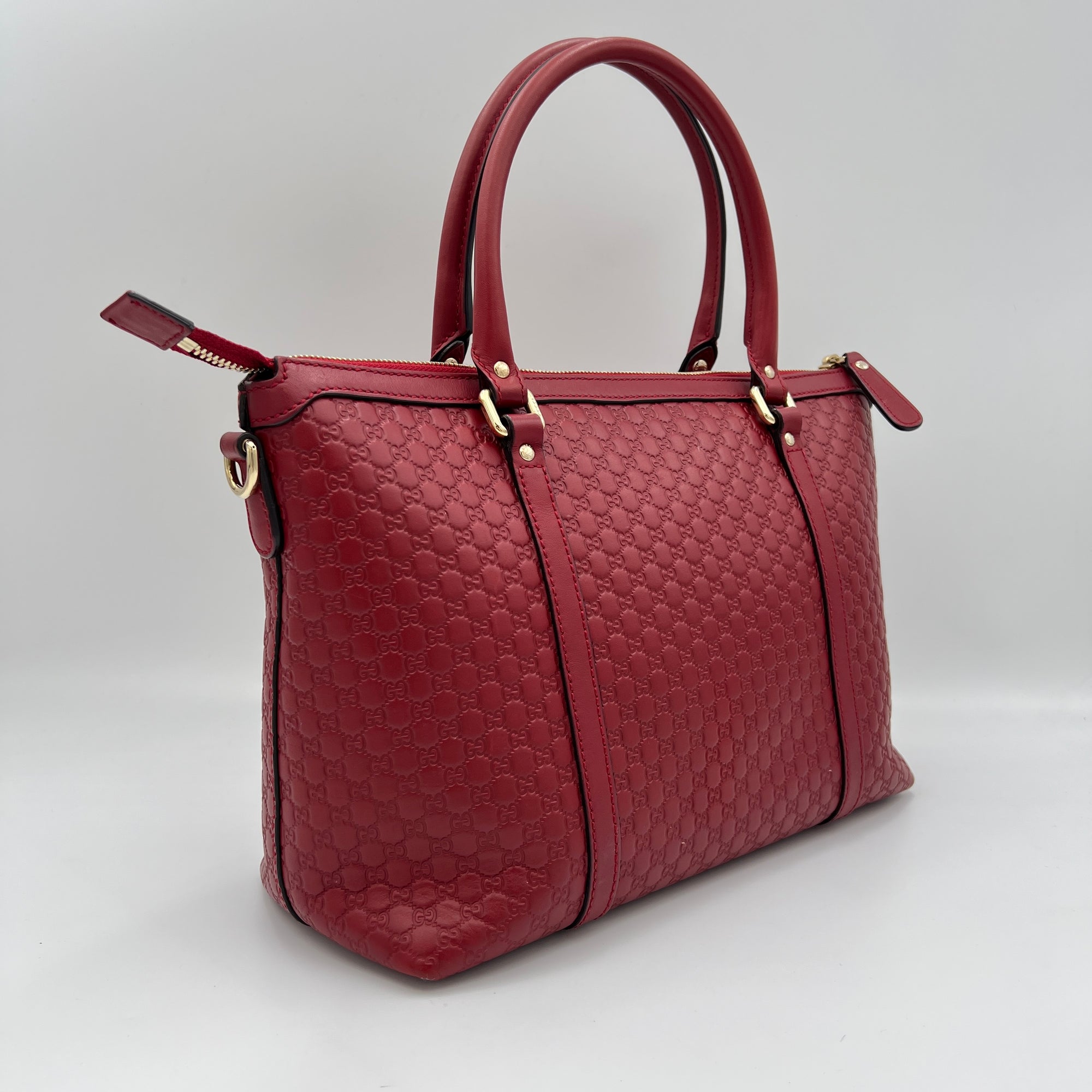 Guccissima Red Top Handle Bag in Calfskin, Gold hardware