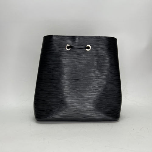 NeoNoe MM Black Bucket Bag in Epi Leather, Silver hardware