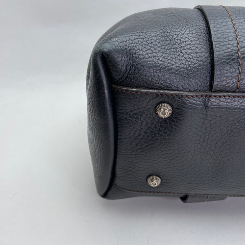 Shoulder Black Top Handle Bag in Calfskin, Silver hardware