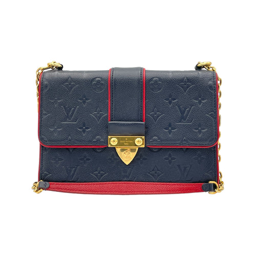 Sulpice One Size Navy Shoulder Bag in Monogram Empreinte Leather, Gold hardware