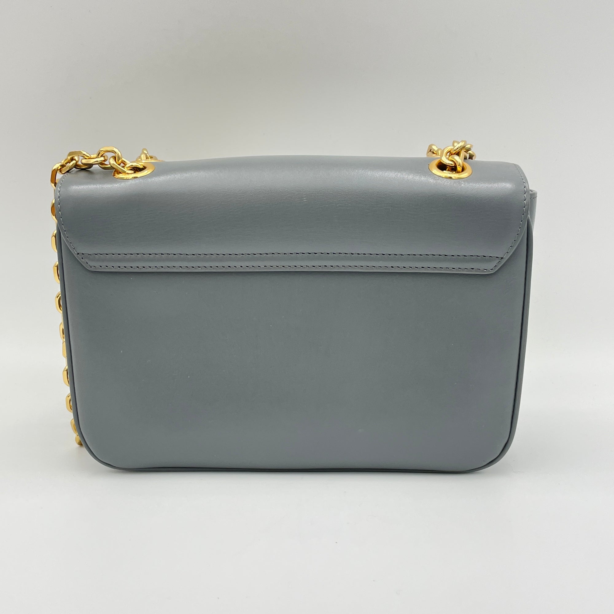 C Charm Grey Shoulder Bag in Calfskin, Gold hardware