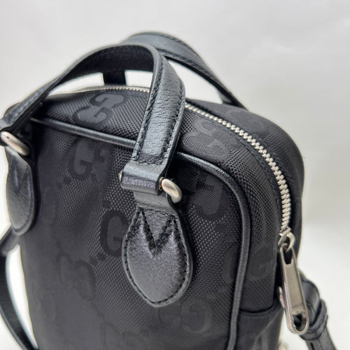 OFF THE GRID Black Crossbody Bag in Nylon, Silver hardware