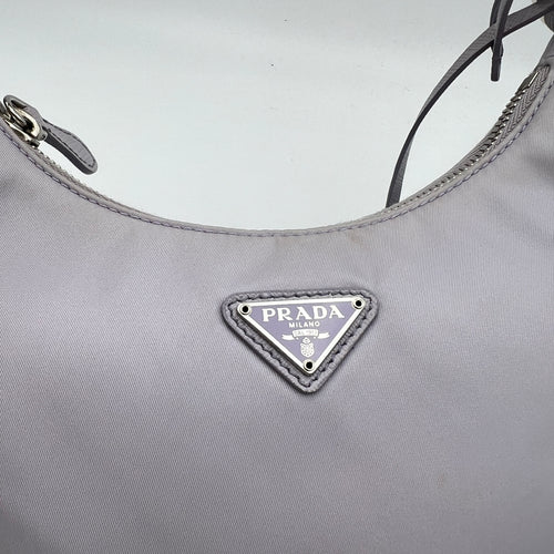 Re-Edition 2005 Purple Shoulder Bag in Re-Nylon, Silver hardware