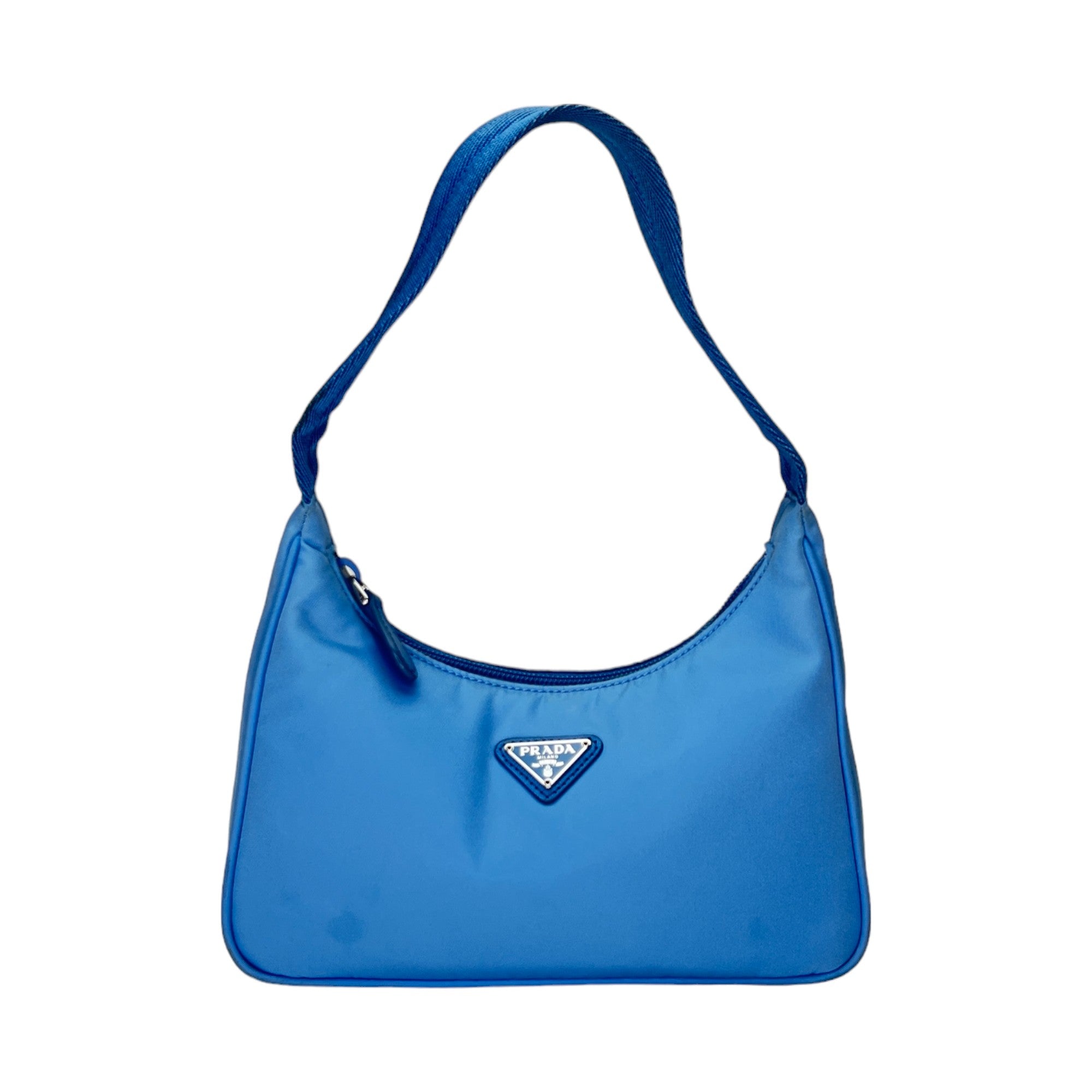 Re-Edition 2000 Blue Shoulder Bag in Nylon, Silver hardware