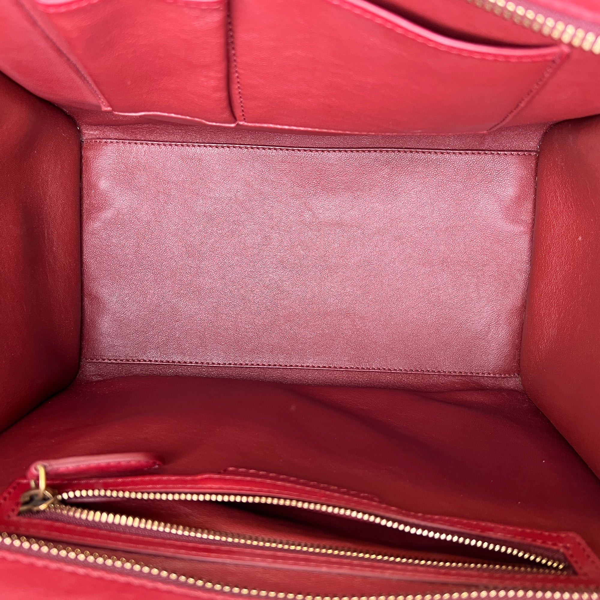 Luggage Mini Red Top Handle Bag in Calfskin, Gold hardware