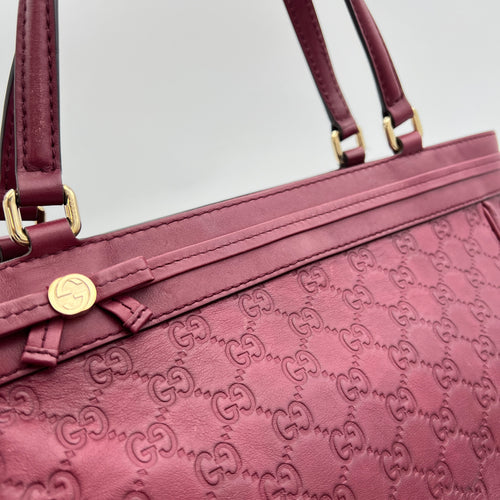 Mayfair Maroon Top Handle Bag in Guccissima Leather, Light Gold hardware