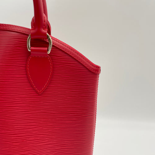 LockIt PM Red Top Handle Bag in Epi Leather, Silver hardware