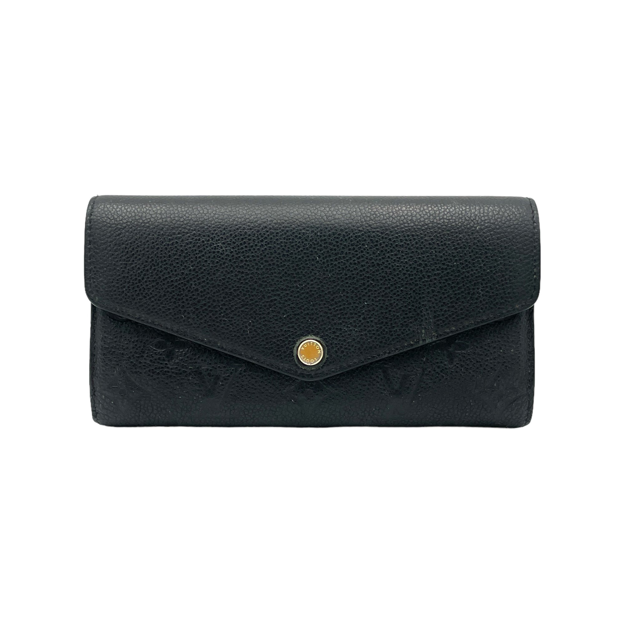 Sarah Long Black Wallet in Monogram Empreinte Leather, Gold hardware