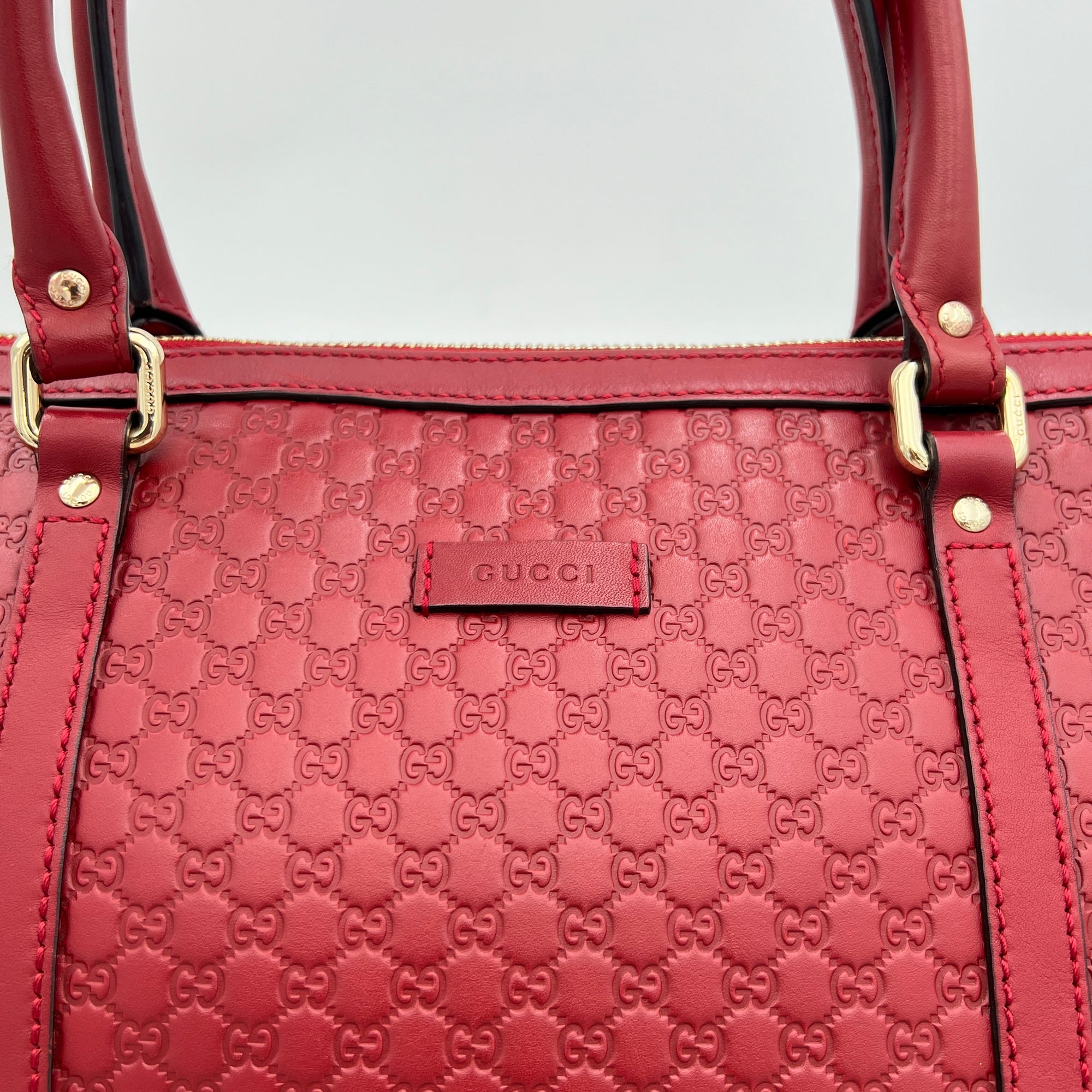 Guccissima Red Top Handle Bag in Calfskin, Gold hardware