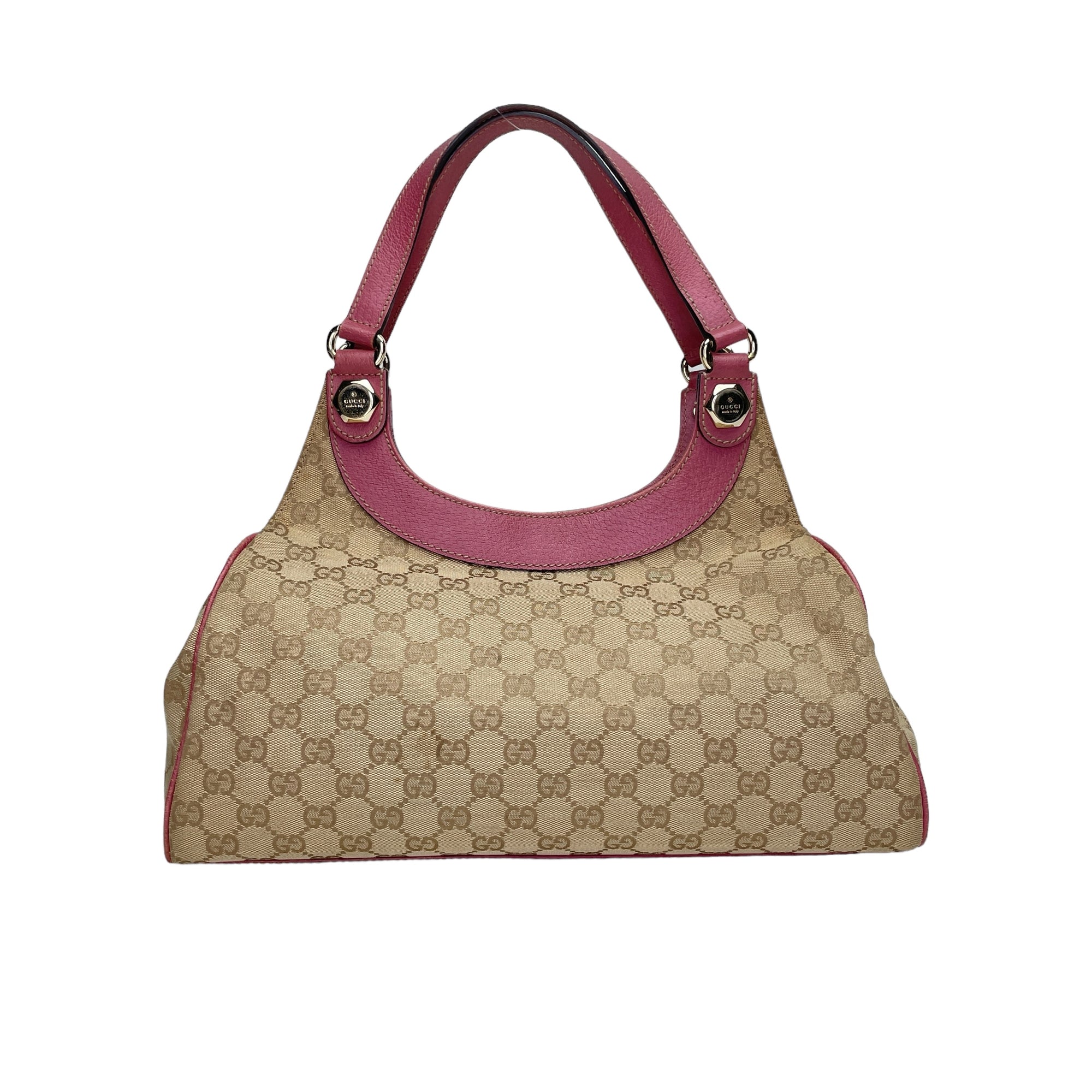 GG Charmy Brown Shoulder Bag in Canvas, Light Gold hardware