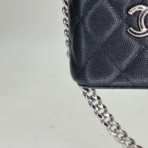 Classic Vanity Mini Black Vanity Bag in Caviar Leather, Silver hardware