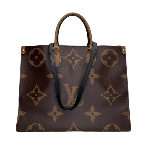 Monogram OnTheGo GM Brown Tote Bag in Coated Canvas, Gold hardware