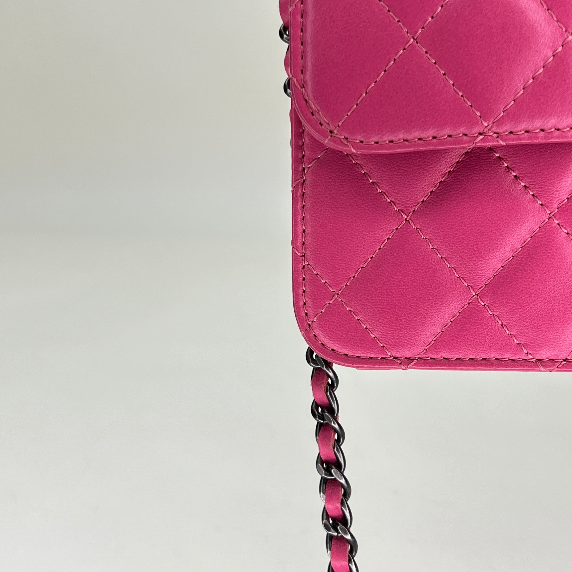 Crossing Times Medium Pink Crossbody Bag in Lambskin, Ruthenium hardware