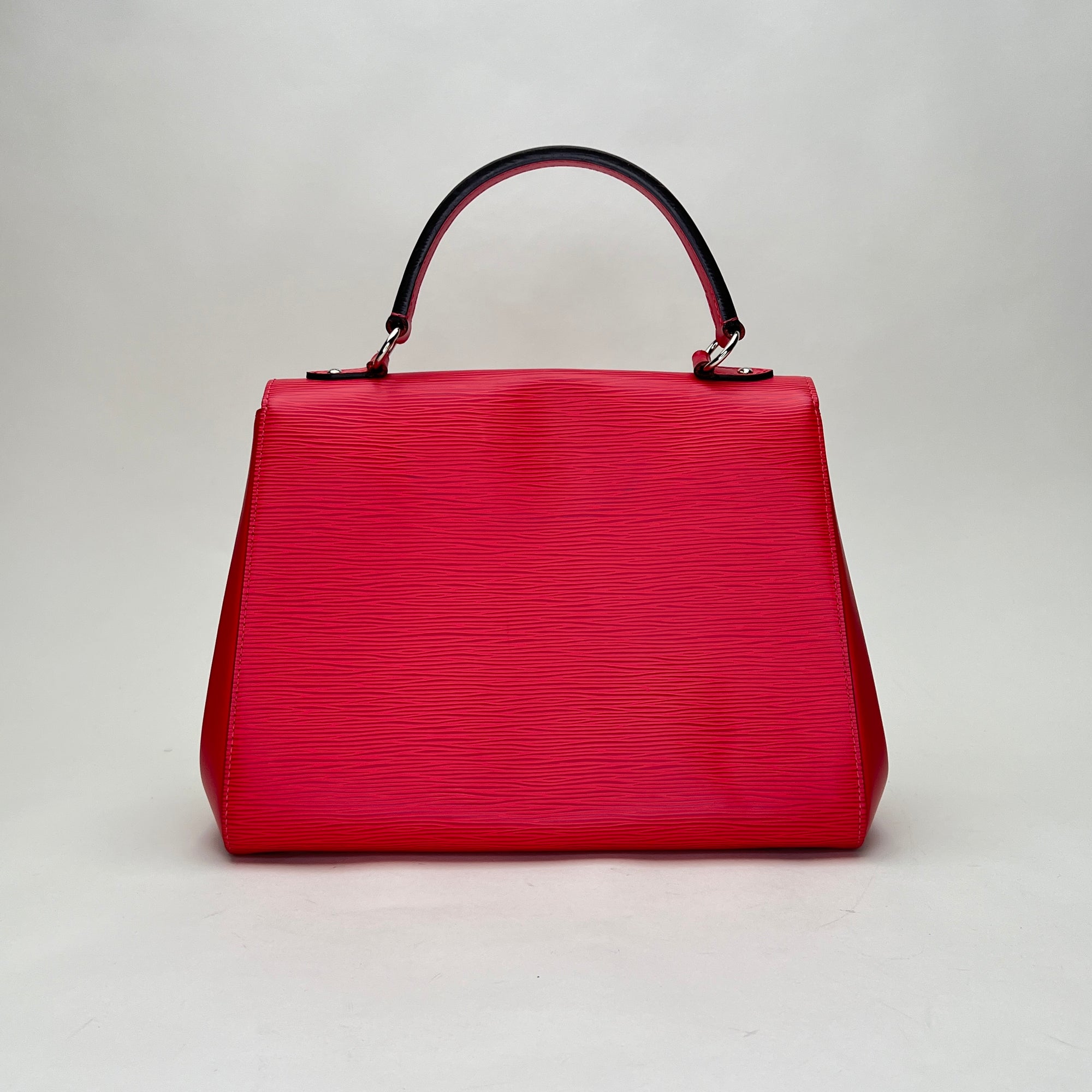 Cluny MM Red Top Handle Bag in Epi Leather, Silver hardware