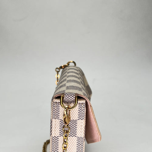 Felicie Pochette Damier Azur Beige Crossbody Bag in Coated Canvas, Gold hardware