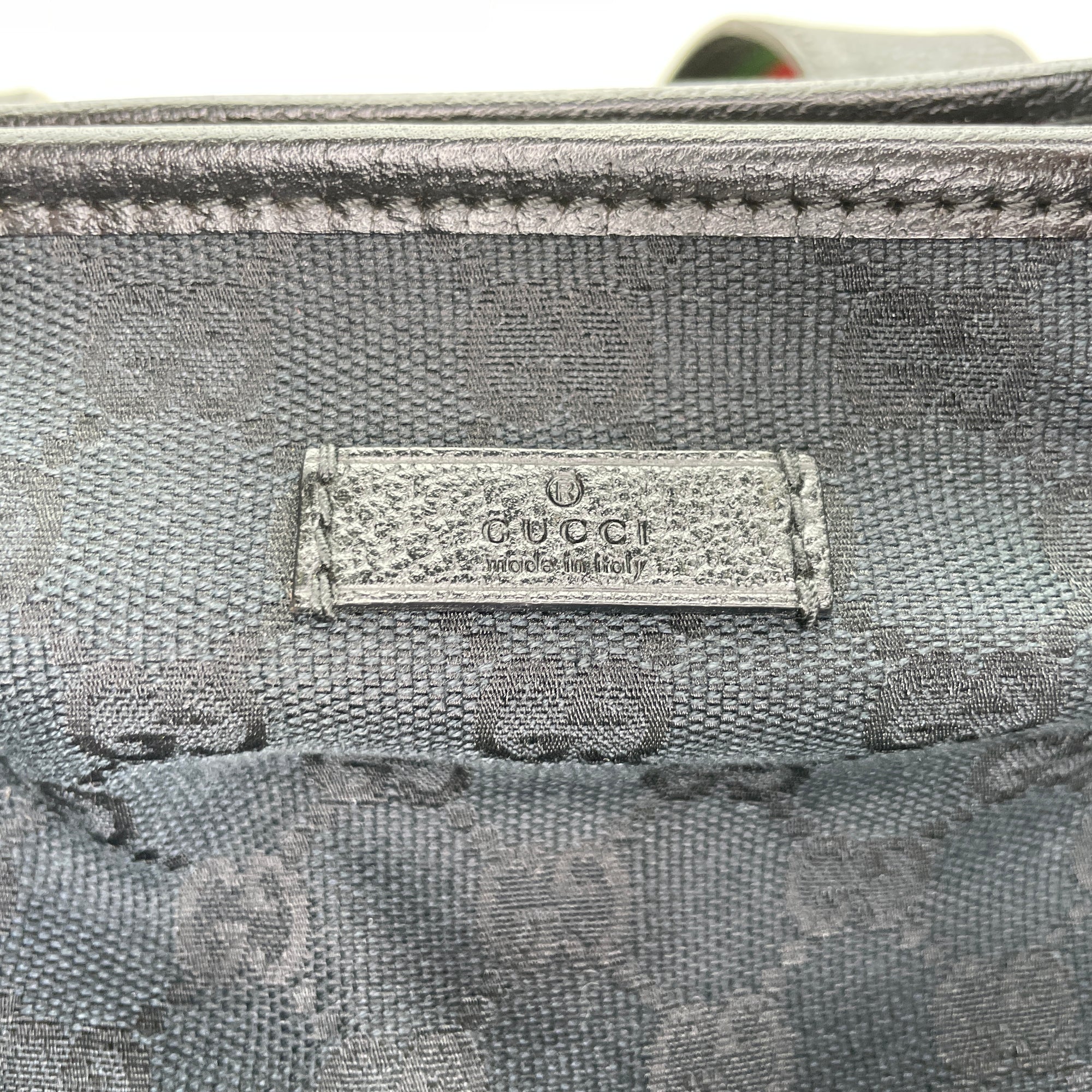 GG Monogram Web Black Tote Bag in Canvas, Silver hardware