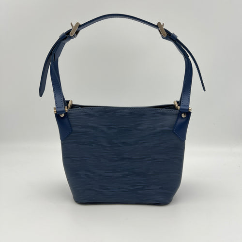 Mandara Blue Top Handle Bag in Epi Leather, Brushed Silver hardware