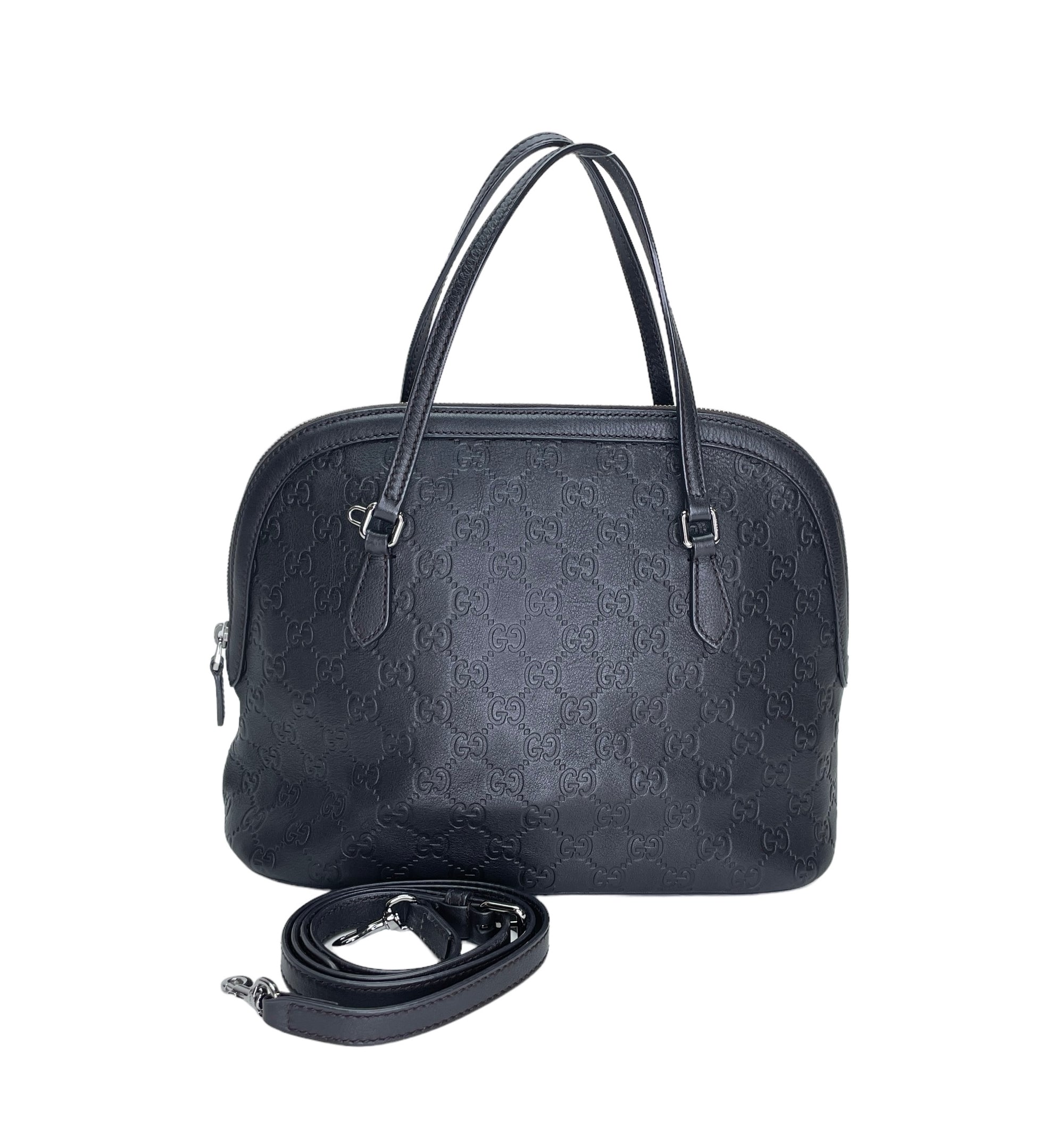 Dome Brown Top Handle Bag in Guccissima Leather, Silver hardware