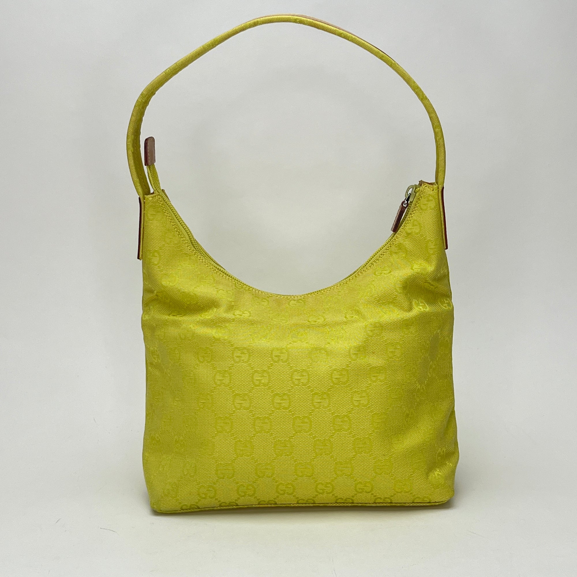 GG Hobo Yellow Shoulder Bag in Jacquard, Silver hardware