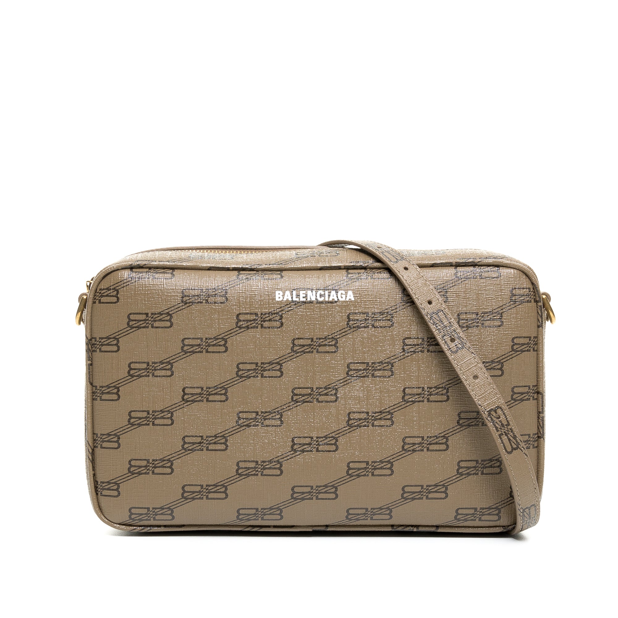 BB Signature Monogram Camera Bag Brown in Coated Canvas, Gold hardware