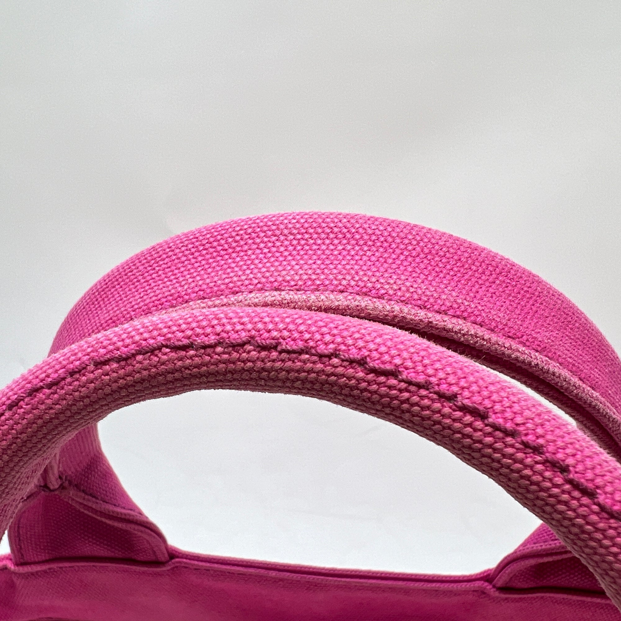 Canapa Pink Top Handle Bag in Canvas, Gold hardware