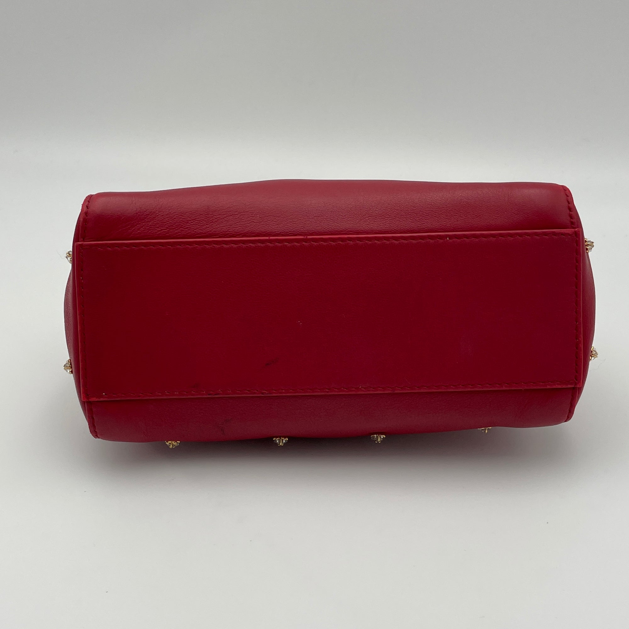 Peekaboo Red Top Handle Bag in Calfskin, Gold hardware