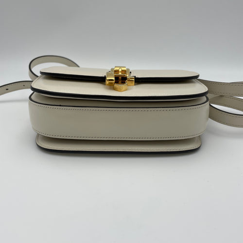 Sylvie 1969 Mini White Crossbody Bag in Calfskin, Gold hardware