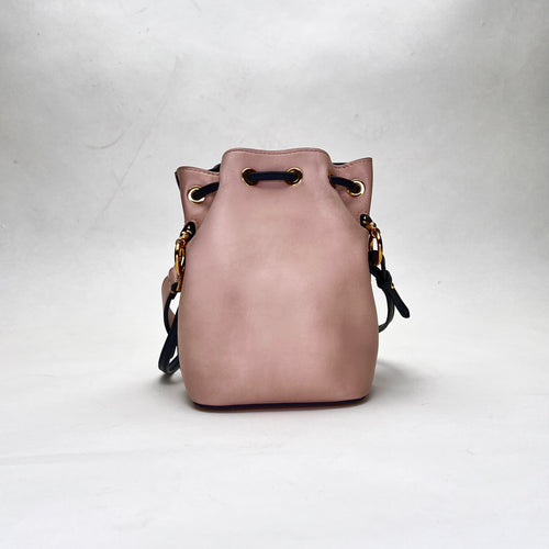 Mon Tresor Mini Pink Bucket Bag in Calfskin, Gold hardware