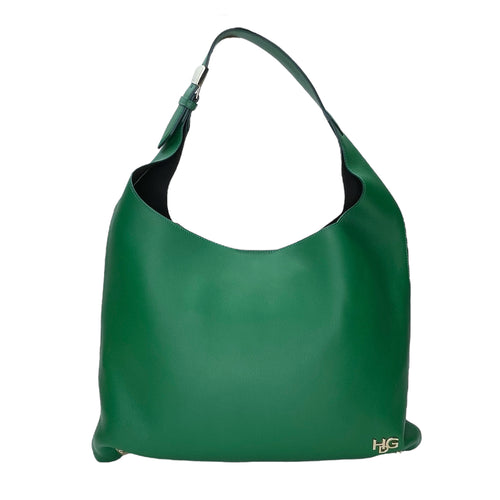 HDG Hobo Green Shoulder Bag in Calfskin, Gold hardware