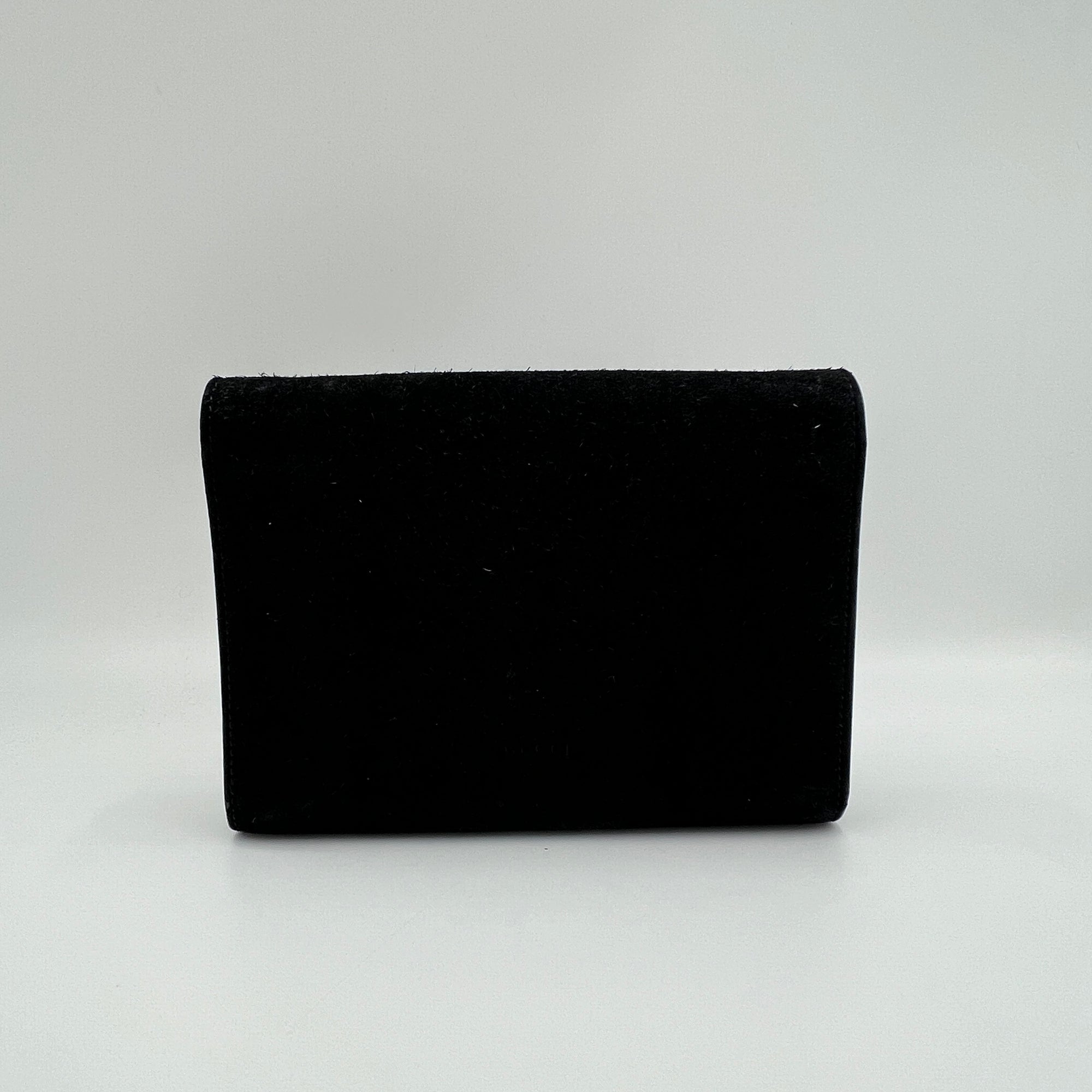 Dionysus Black Wallet on Chain in Suede Leather, Ruthenium hardware