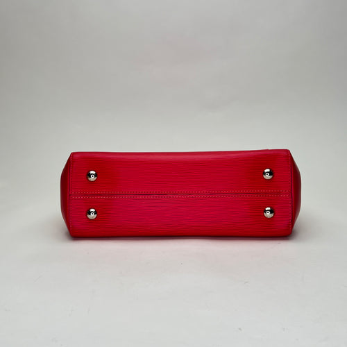 Cluny MM Red Top Handle Bag in Epi Leather, Silver hardware