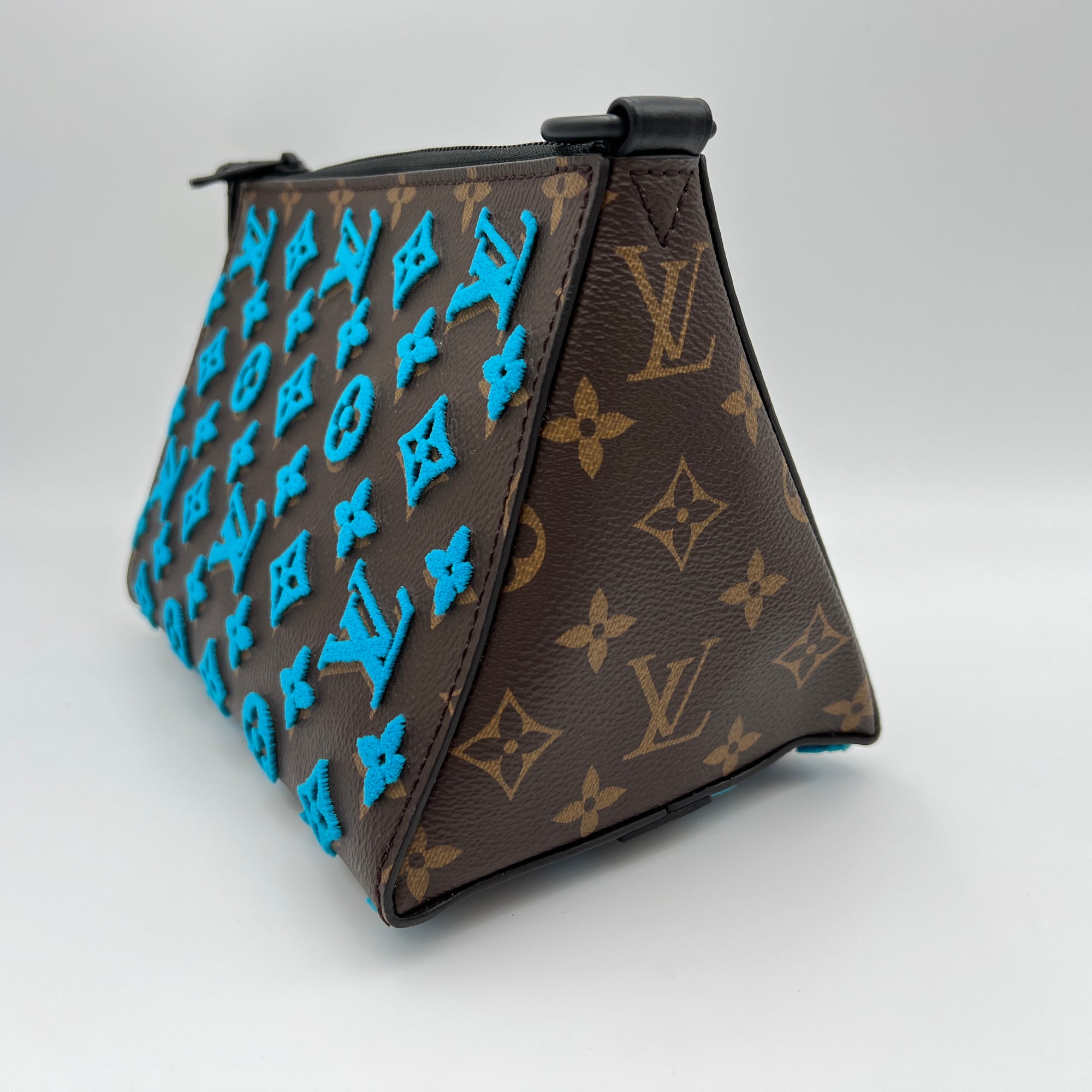 Tuffetage Triangle Brown Messenger Bag in Monogram Coated Canvas, Lacquered Metal hardware