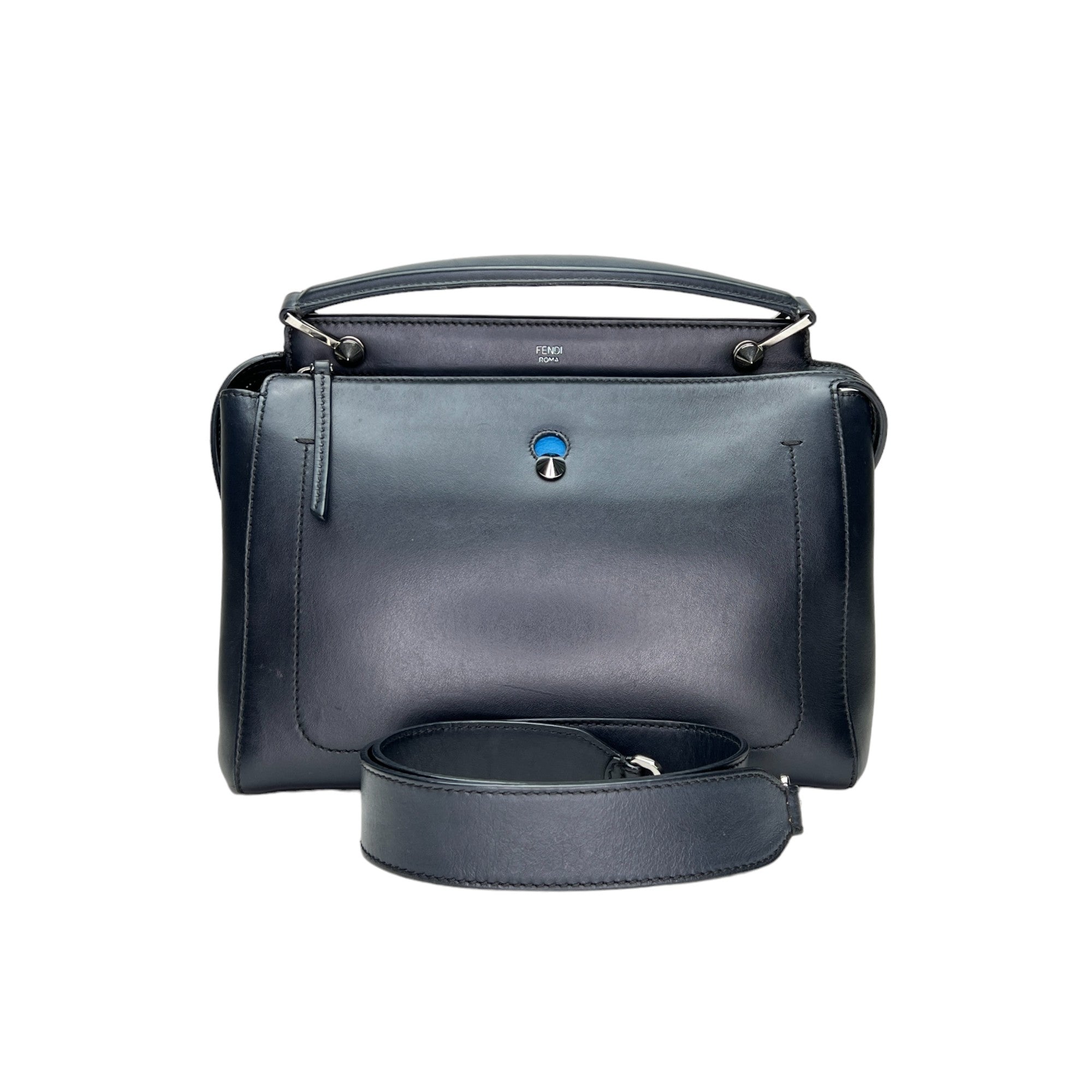 Dotcom Black Top Handle Bag in Calfskin, Silver hardware