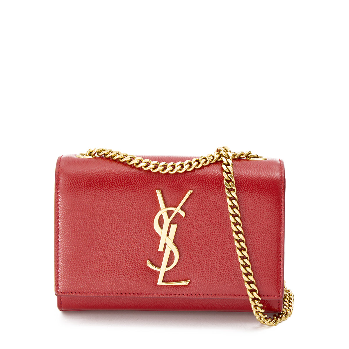 Kate Mini Red Shoulder Bag in Caviar Leather, Gold hardware