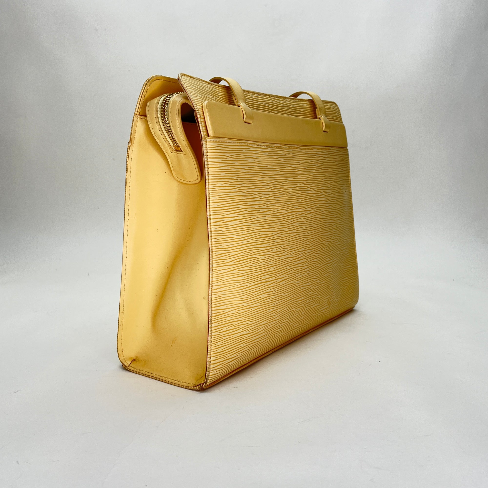 Croisette PM Yellow Top Handle Bag in Epi Leather, Gold hardware