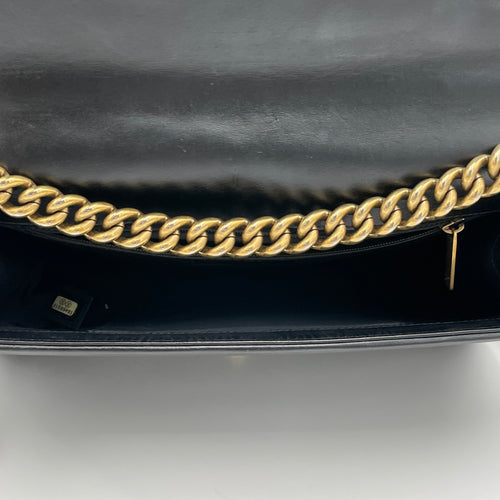 Boy Large Black Shoulder Bag in Lambskin, Gold hardware