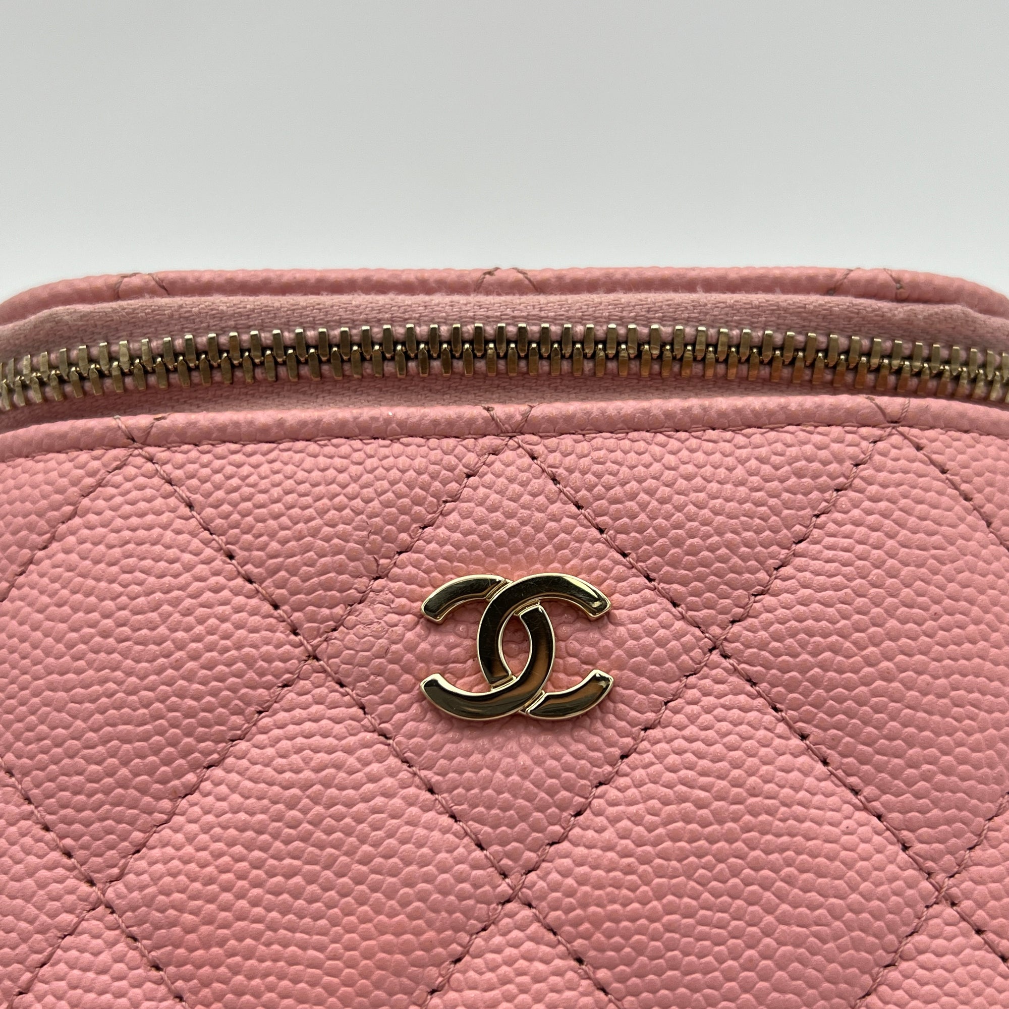 Mini Vanity Pink Crossbody Bag in Caviar Leather, Gold hardware