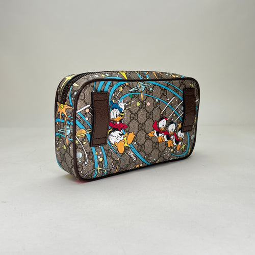 Disney Donald Duck Brown Belt Bag in Coated Canvas, Brushed Gold hardware