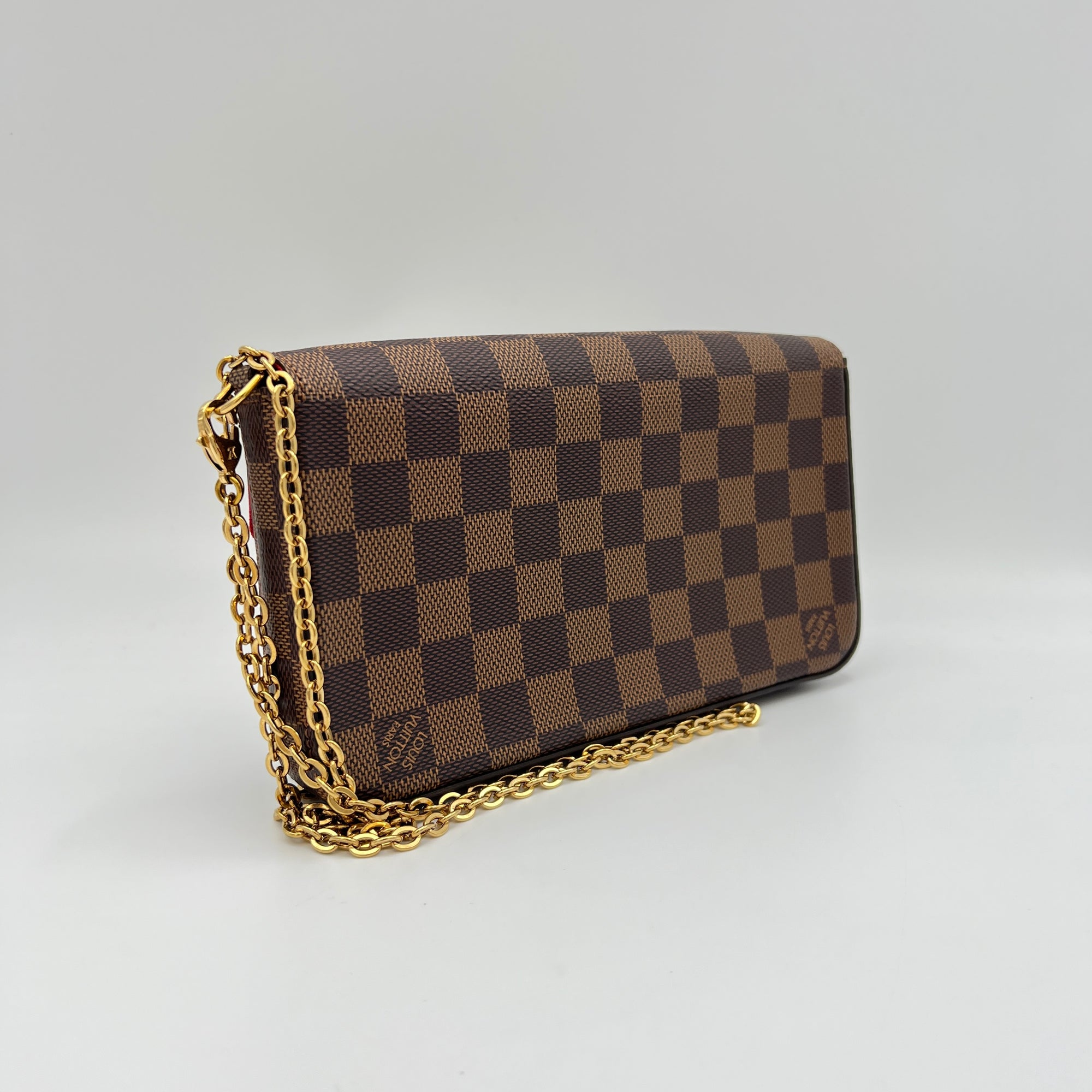 Felicie Brown Wallet on Chain in Coated Canvas, Gold hardware